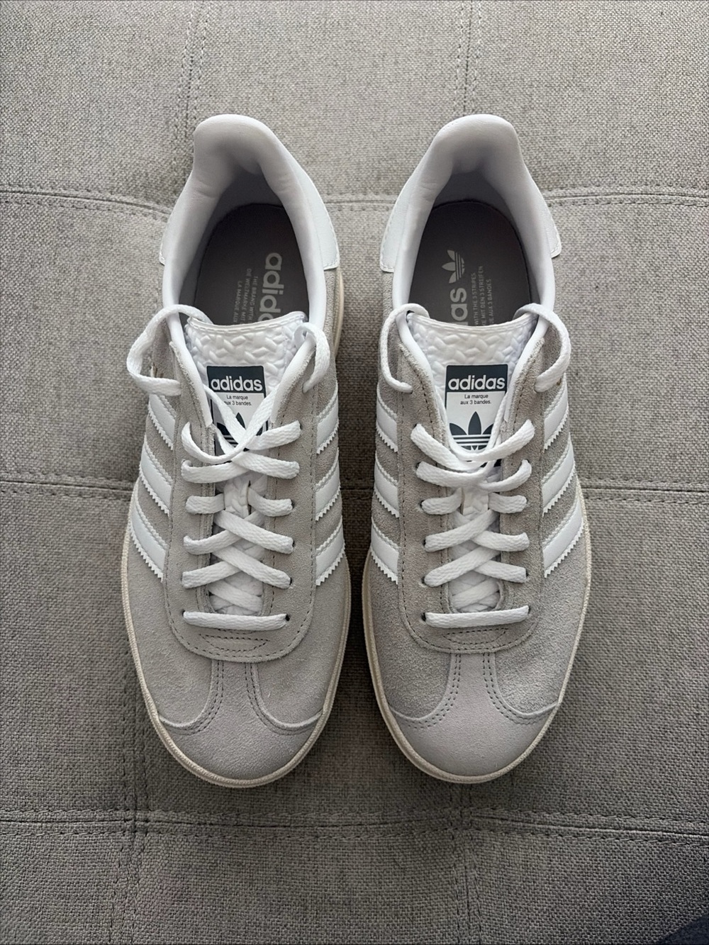 adidas Gazelle Suede Sneakers in Light Gray and White Women’s Size 8